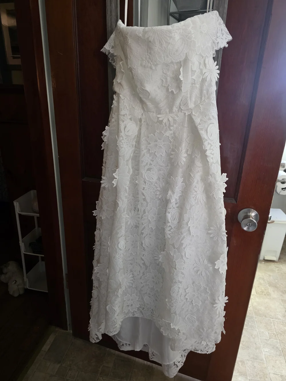 White Floral Lace Off-Shoulder  Wedding Dress
